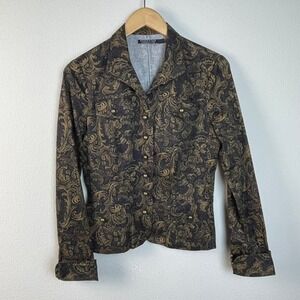PERUVIAN CONNECTION Paisley Whimsigoth Dark Fairy‎ Blazer Jacket Women 6 Black